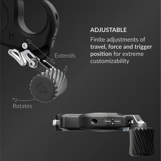 ADJUSTABLE: Finite adjustments of travel, force and trigger position for extreme customizability